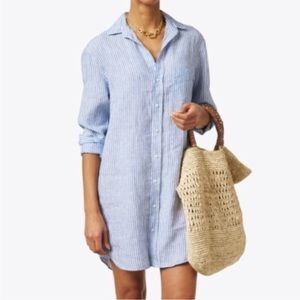 Frank & Eileen Blue Stripe Linen Mary Dress